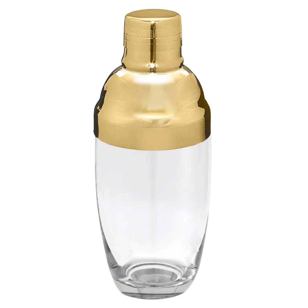 Japanese Glass 3-Piece Shaker (Plain Bottom & 24 kt Gold Top)