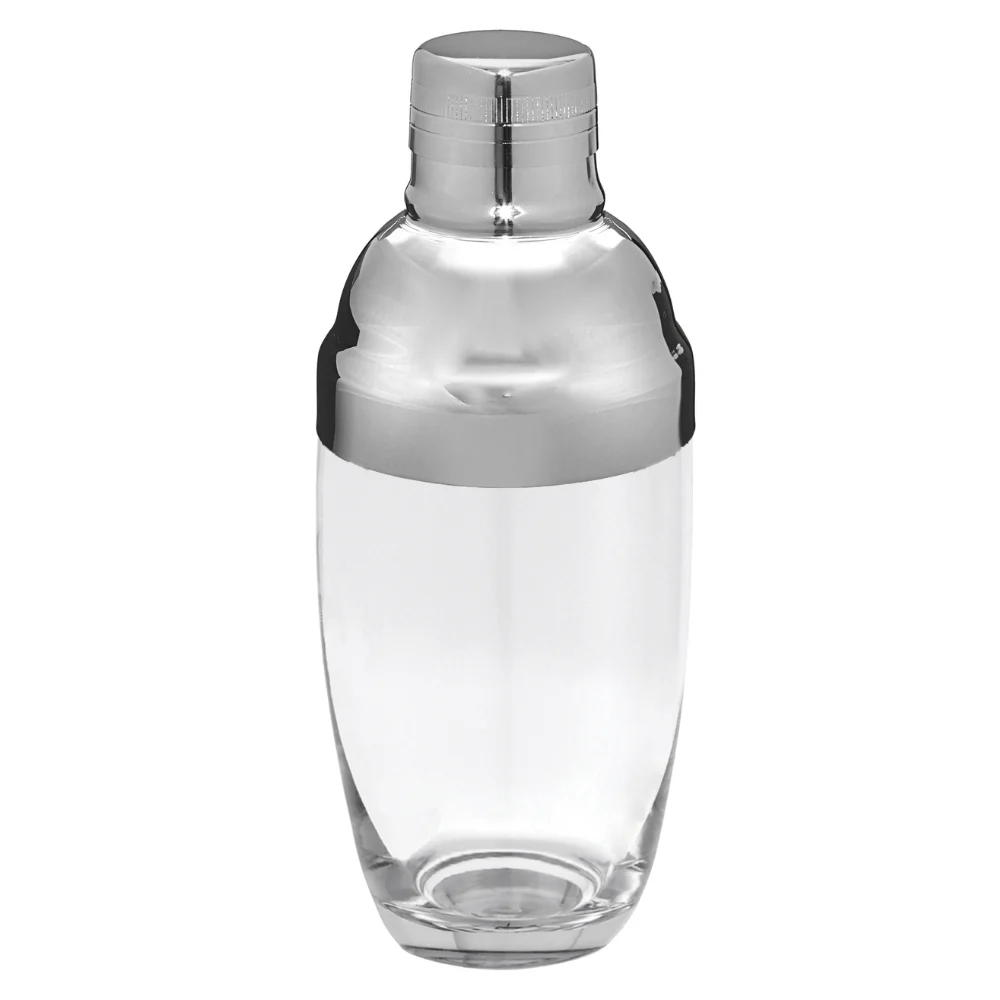 Japanese Glass 3-Piece Shaker (Plain Bottom & Stainless Steel Top)