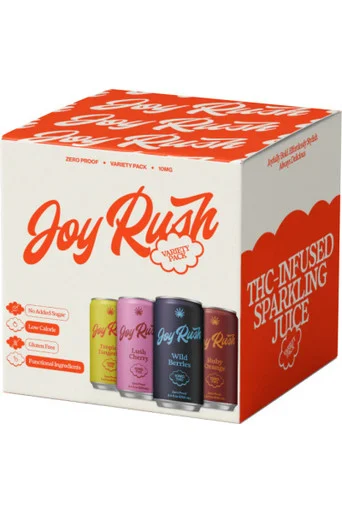 Joy Rush THC-Infused Sparkling Juices 10mg THC Variety 4pk 250ml cans