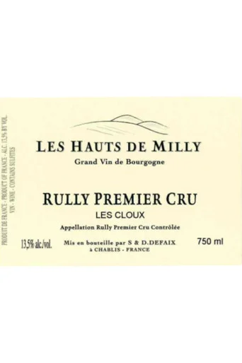 Les Hauts de Milly Rully 1er Cru Les Cloux 2023