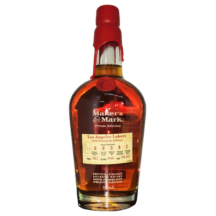 Maker's Mark Los Angeles Lakers 2020 Champions Bourbon Whiskey 105.3 proof 54.65 ALC/ VOL. 750ml