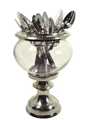 Metal and Glass Absinthe Spoon Holder, Short