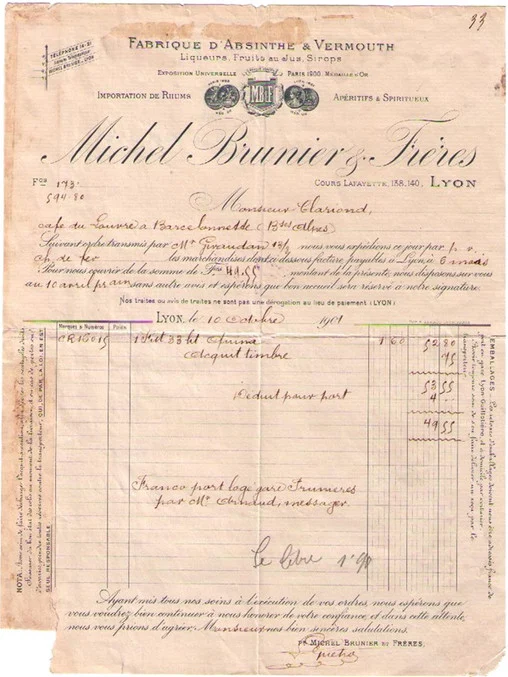 Michel Brunier Freres Invoice