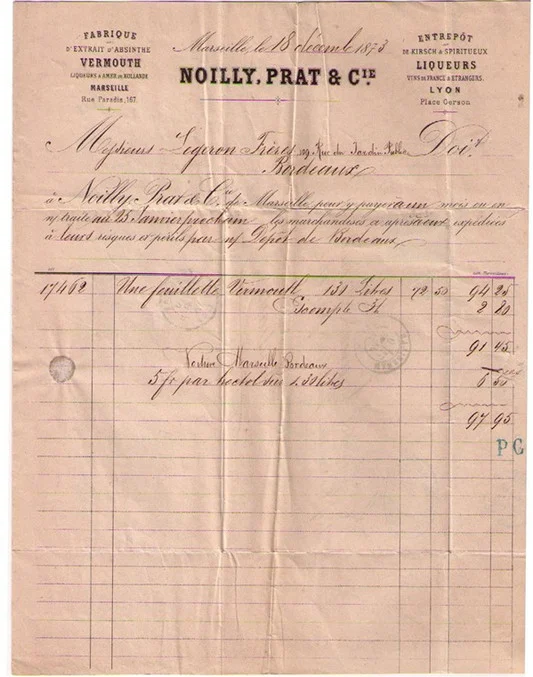 Noilly Prat & Cie Invoice