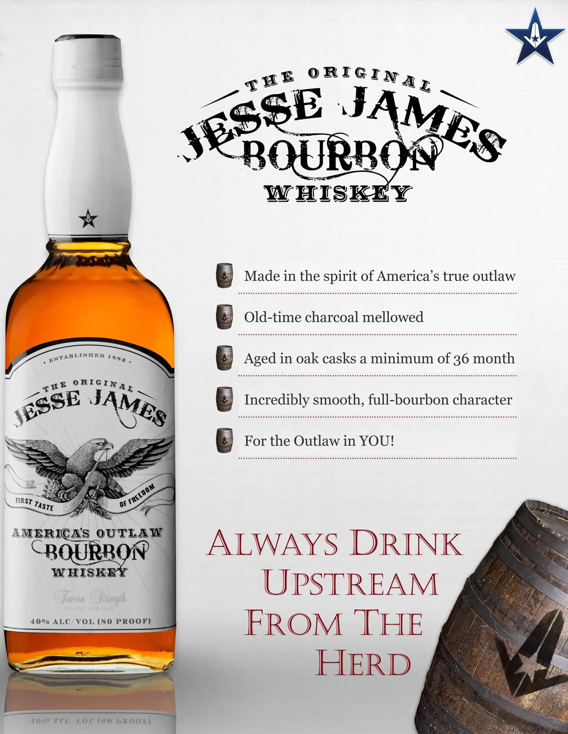 The Original Jesse James American Outlaw Bourbon Whiskey 750ml