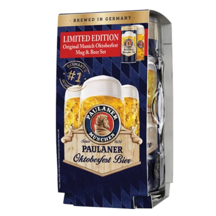 Paulaner Oktoberfest Can & Glass Mug - 1L