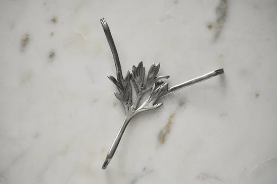 Petite Wormwood Leaf Absinthe Grille by Kirk Burkett, Sterling Silver