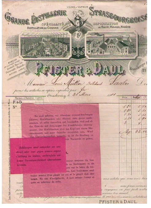 Pfister & Daul Invoice