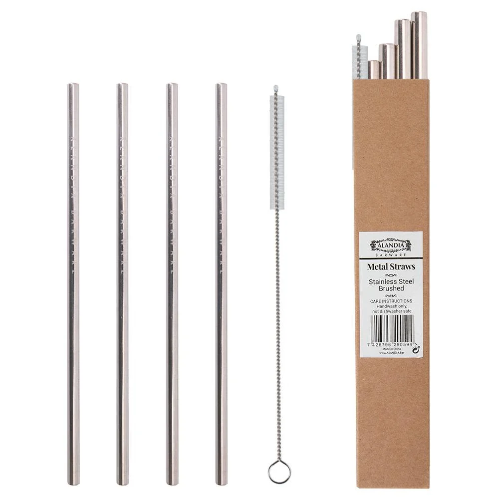 Reusable Stainless Steel Straws brushed