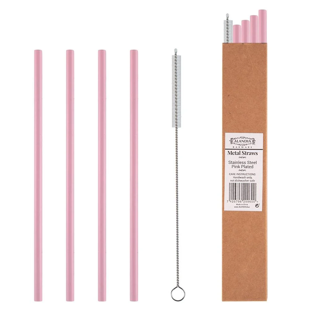 Reusable Stainless Steel Straws pink