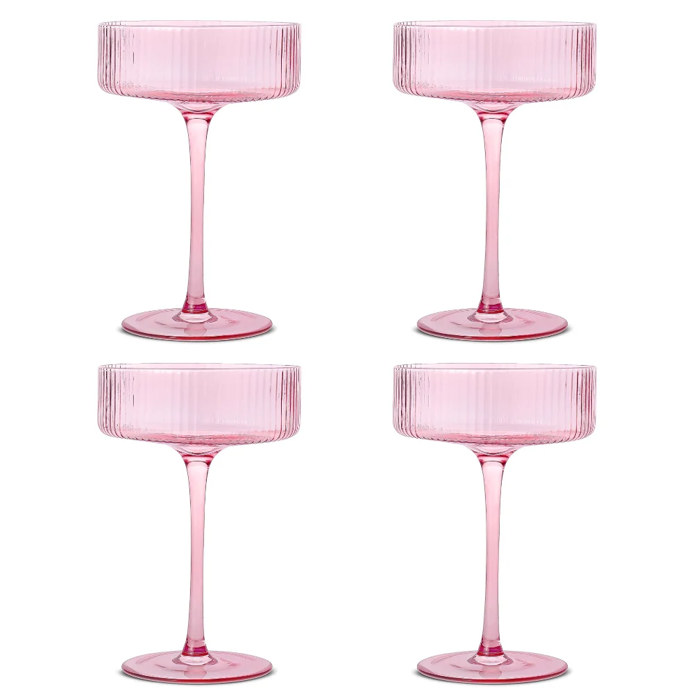 Ribbed Pink Coupes (set of 4)