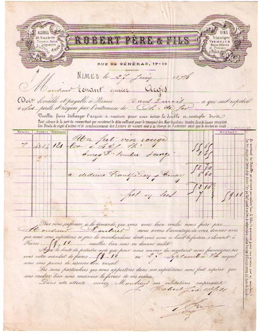 Robert Pere & Fils Invoice