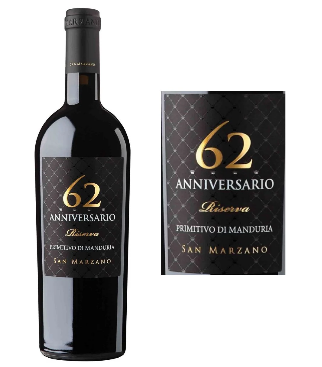 San Marzano 62 Anniversario Primitivo di Manduria Riserva 2019 (750 ml)