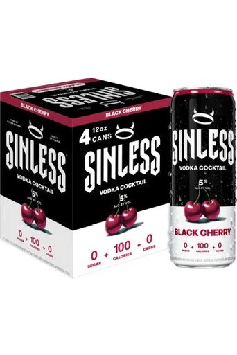Sinless Black Cherry 5% ABV Ready-to-Drink Vodka Cocktail 4pk 12oz cans