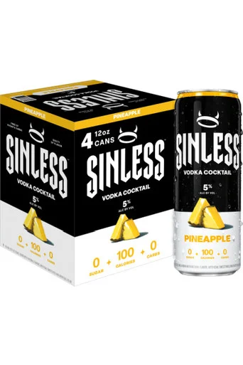 Sinless Pineapple 5% ABV Ready-to-Drink Vodka Cocktail 4pk 12oz cans