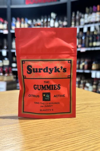 Surdyk's Active Citrus Gummies 10mg THC 2 Servings per Gummy 5pk