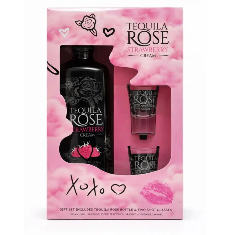 Tequila Rose Strawberry Gift Set Shot Glass -750ml