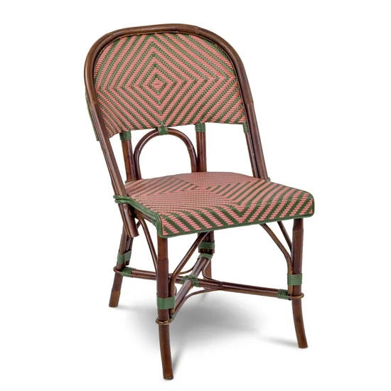 Valence French Rattan Bistro Chair - Diamonds, Large - Green/Pink - Stained