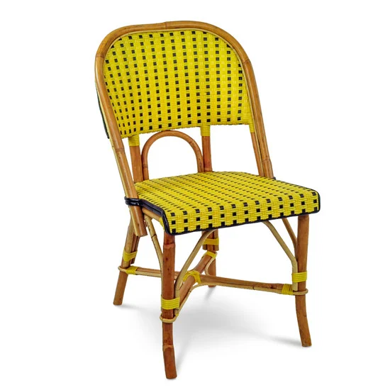 Valence French Rattan Bistro Chair - Squares Weave - Yellow/Black