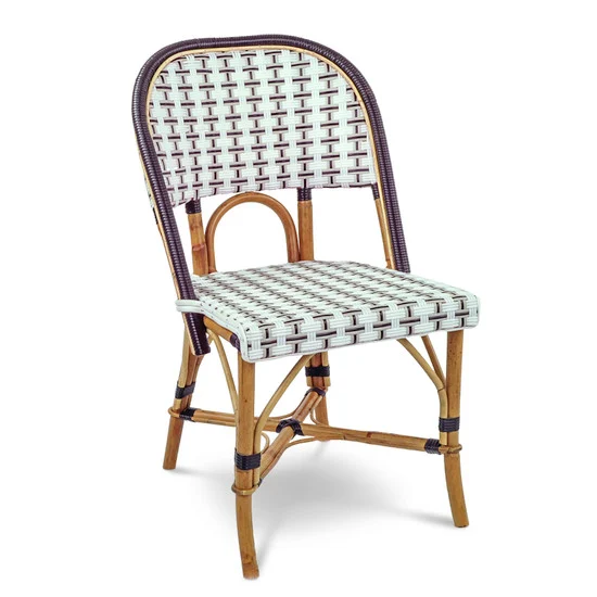 Valence French Rattan Bistro Chair - Vertical Pattern - White/Silver/Black