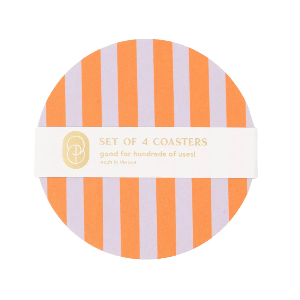 Violet & Orange Striped Coasters (set of 4)