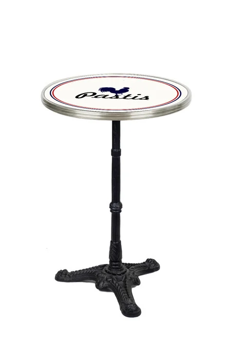 White Pastis French Parisian Bistro Table 20", Chrome Rim