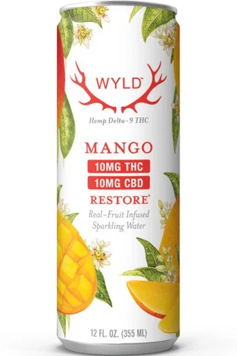 Wyld Restore Mango Sparkling Water 10mg THC 10mg CBD 4pk 12oz cans