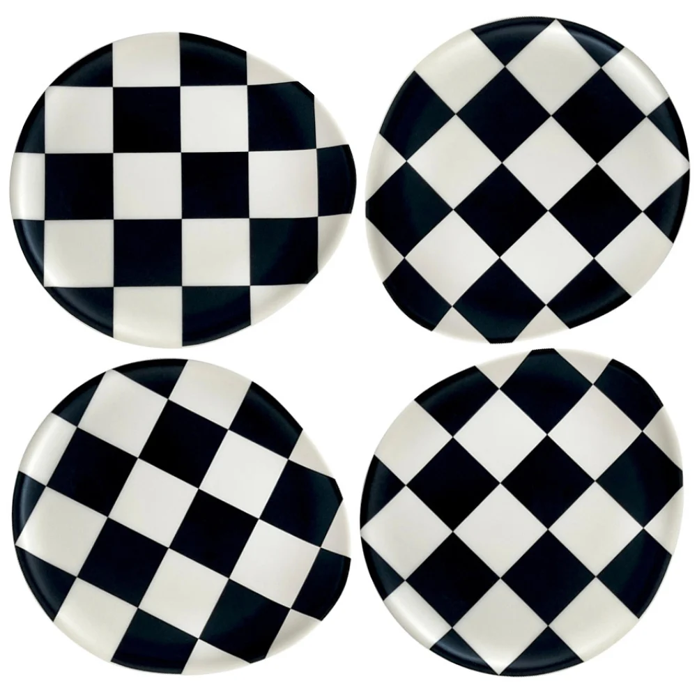 Xenia Taler Black Check Coasters (set of 4)